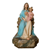 Virgin of the Sacred Heart and the Child Jesus – Polychrome plaster statue from the 19th century.