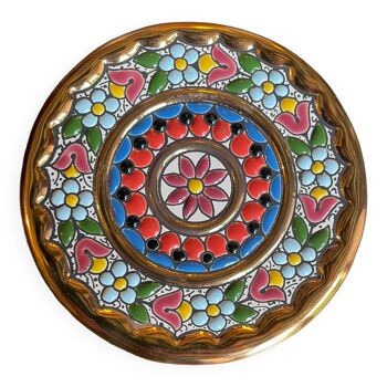 Decorative plate Cearco, Enamel and fine gold 24 carats