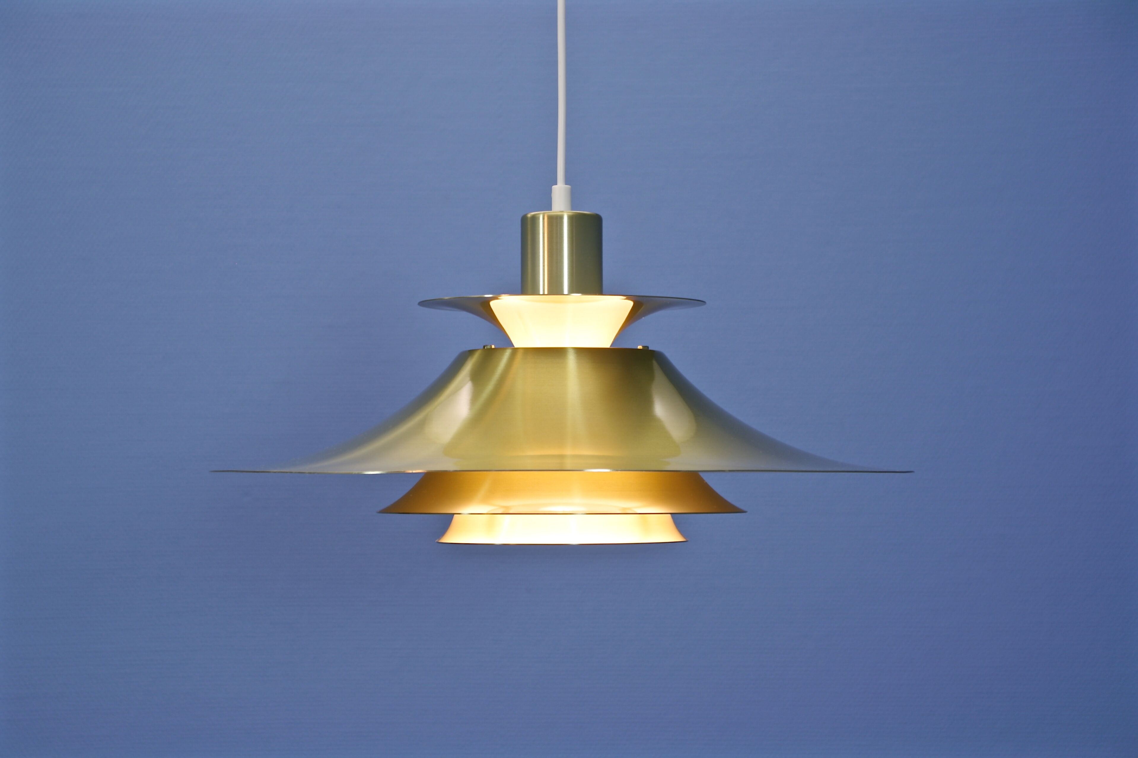 Danish hanging lamp in brass-coated aluminium, 1970s