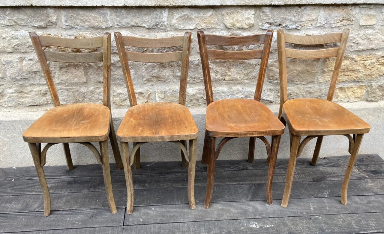 Set of 4 antique bistro chairs