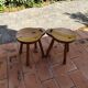 Pair of vintage 1960s solid pine ovoid Scandinavian stools