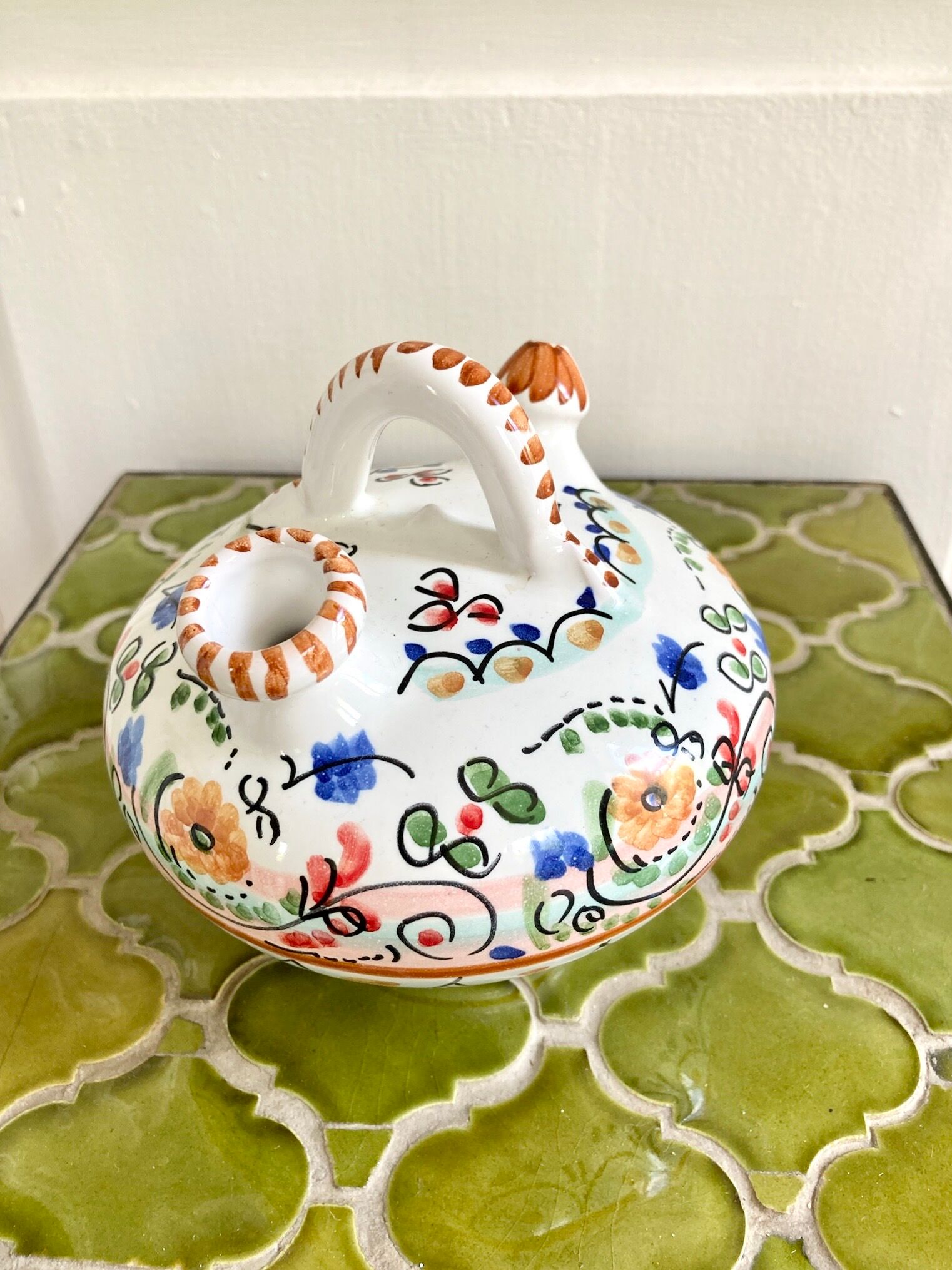 Gargoulette jug ceramic flower spade