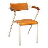 Vintage chair in enamelled metal and wood, Italian design, 1960s.