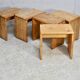 Selection by Charlotte Perriand for Les Arcs, set of 5 pine stools. France, circa 1960