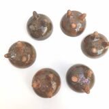 Set of 6 terracotta tripod bowls anthropomorphic shape