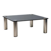 Table basse en métal chromé et verre, Italie, années 1960-70
