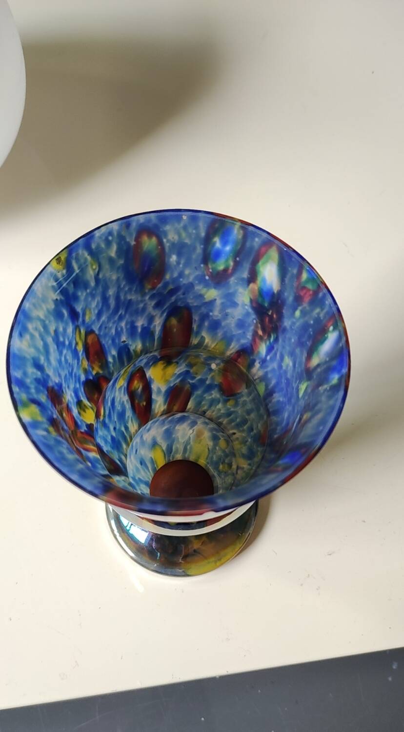 Boho chic iridescent/Iridescent vase. Millefiori. Wilhelm Kralik