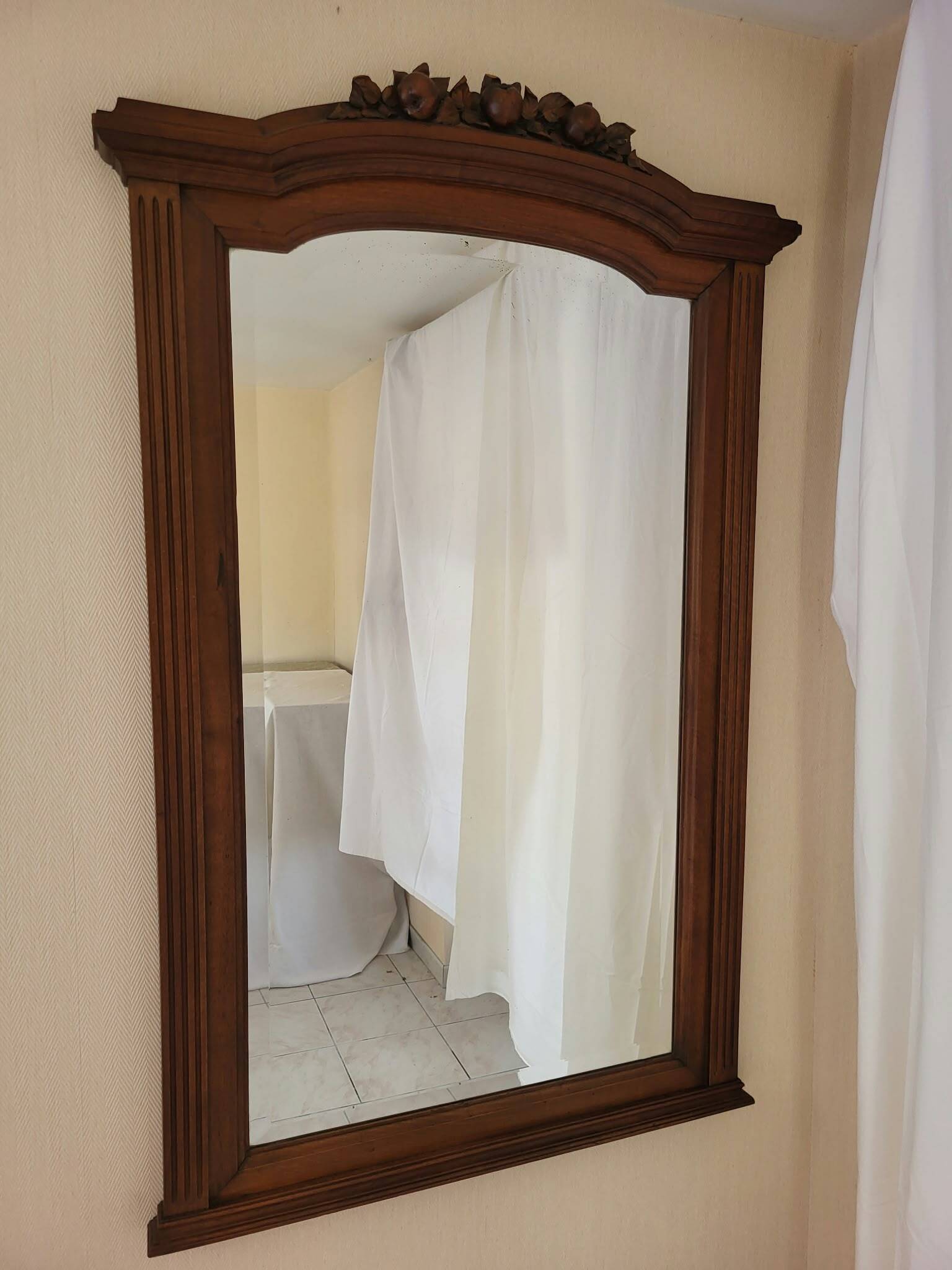 Large Art Nouveau Mirror 1910 - Solid Walnut