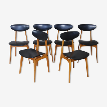 Série de 6 chaises Stella années 60 modèle Ingrid