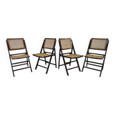 Chaises en bois pliantes avec raffia, années 1970.