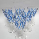 6 water glasses VMC Reims Harlequin blue