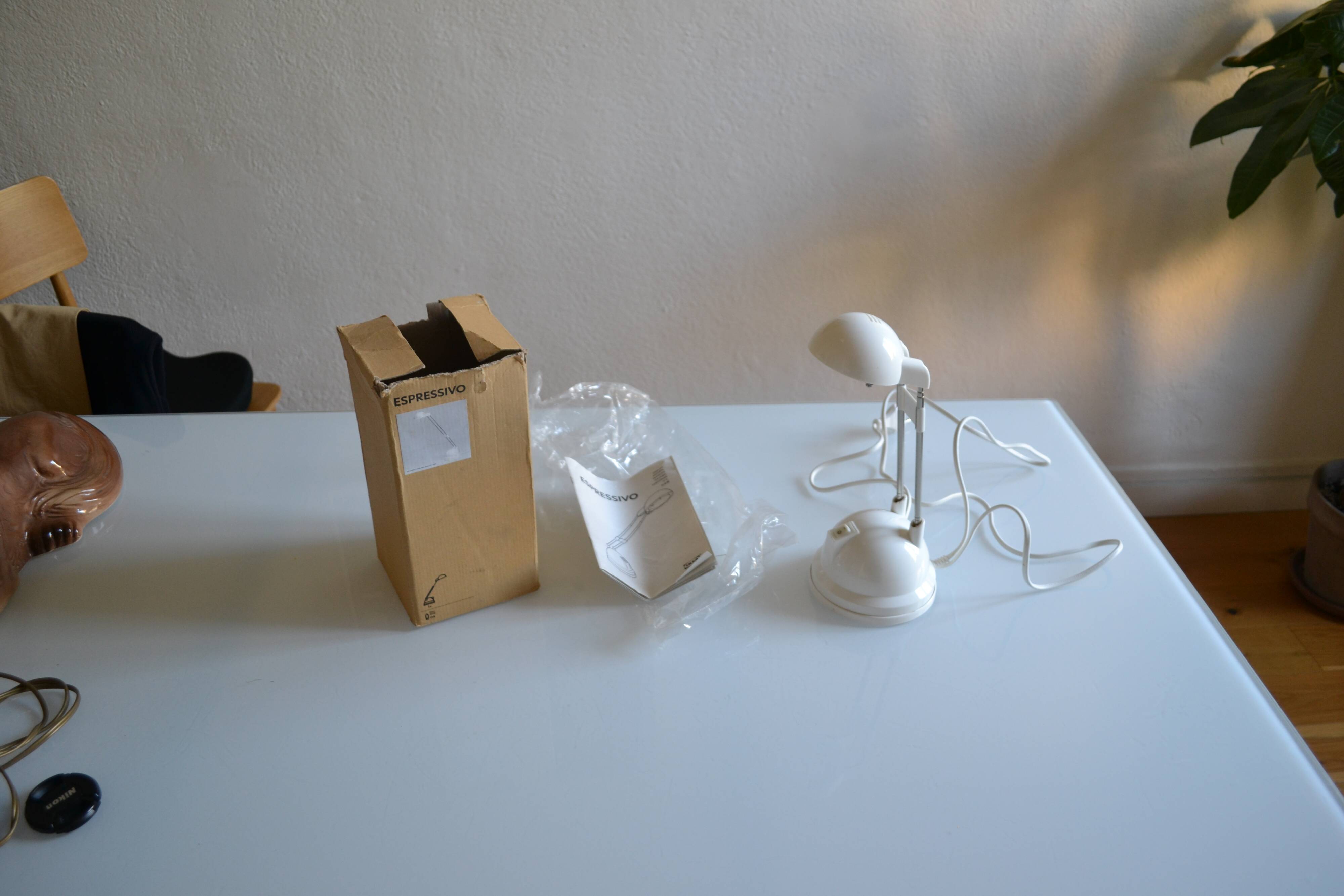 Lampe vintage 1990 Ikéa Espressivo blanc ** Neuve de stock **