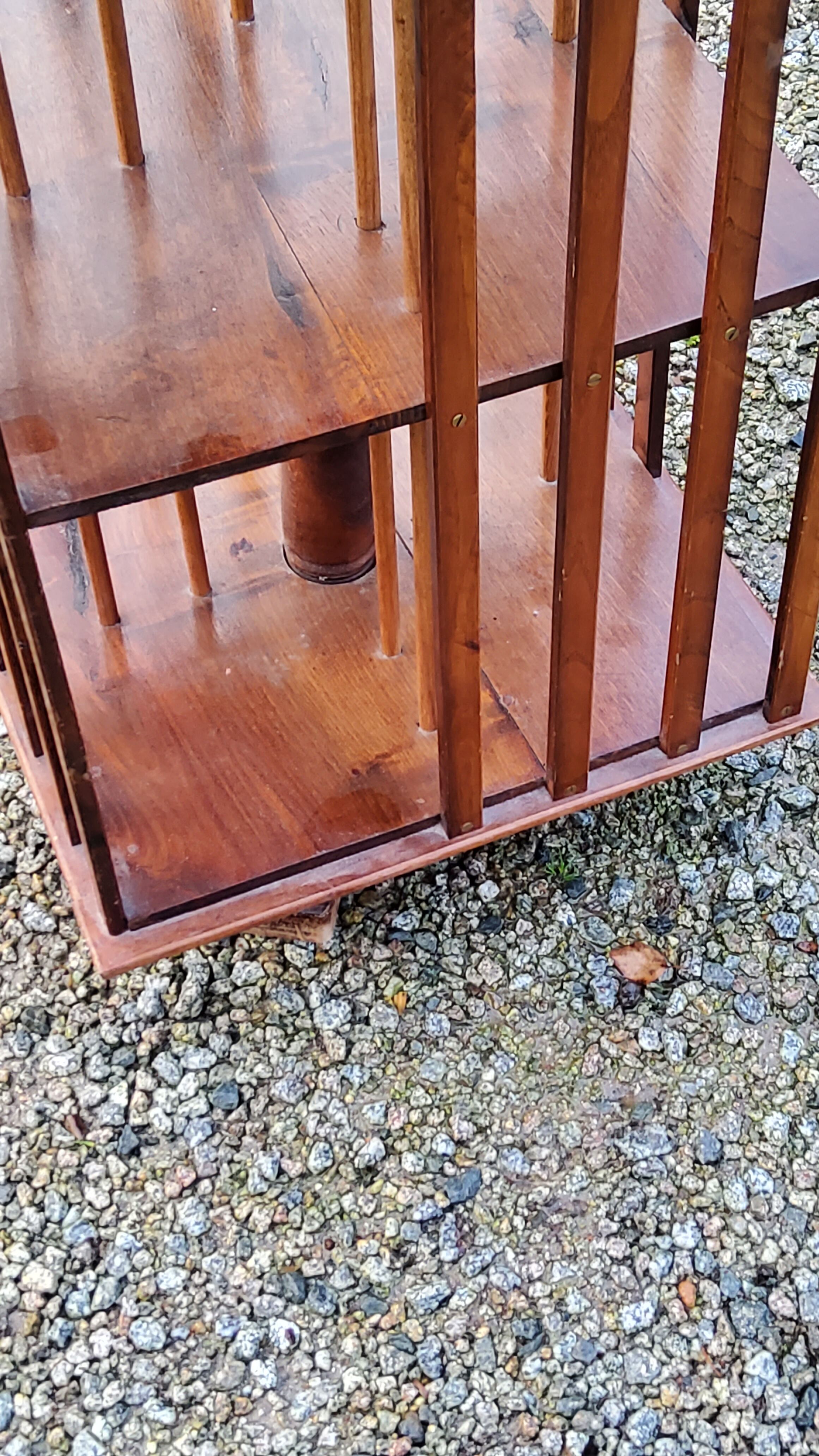Art Deco style revolving bookcase in walnut and oak