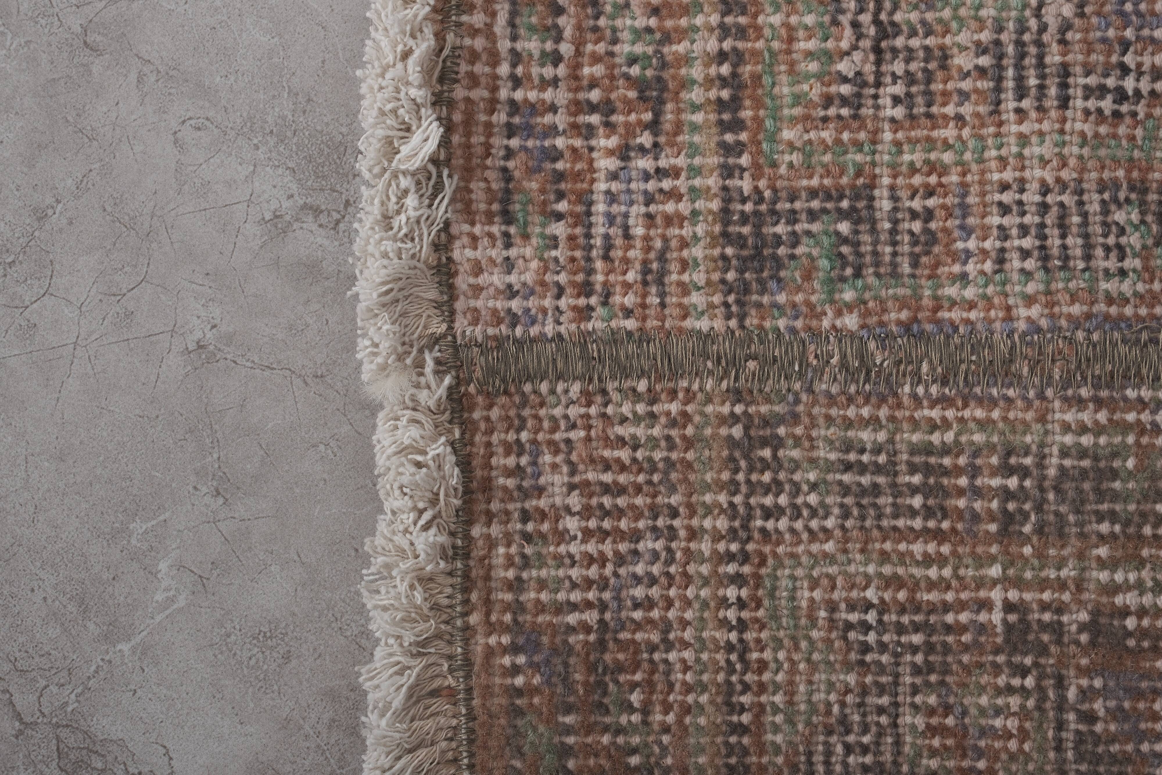 Vintage Turkish Oushak Rug Handwoven 55x373 cm