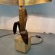Vintage Bronze, Brass and Travertin Table Lamps in the manner of Maison Charles, 1970s, Set of 2