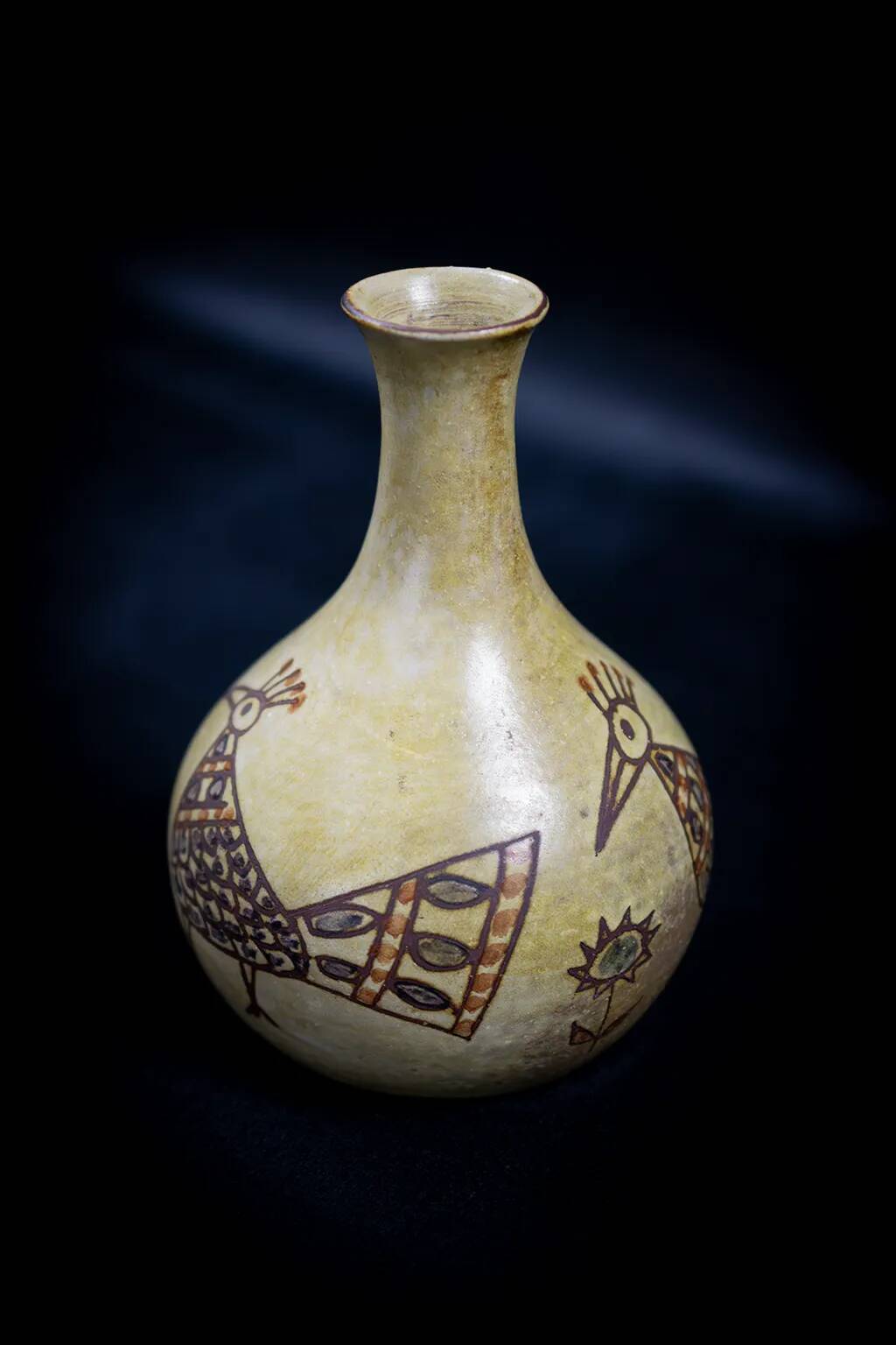 Soliflore decorated with stylised birds and flowers by Olivier Pettit, 50-60.