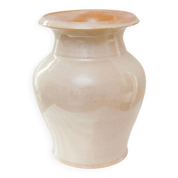 Vase en céramique beige de studio par Matthias Jäkel Naunhof, années 1980, fait à la main