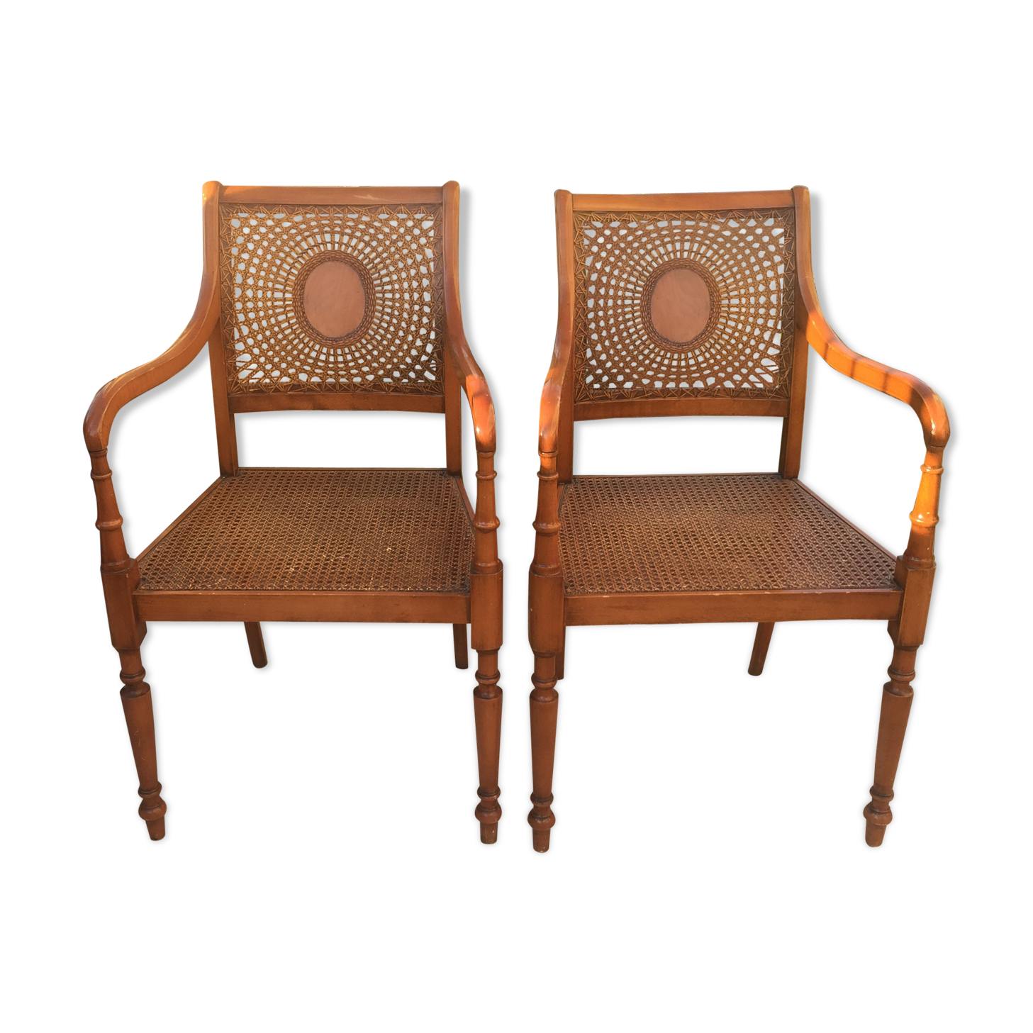 Pair of caned chairs