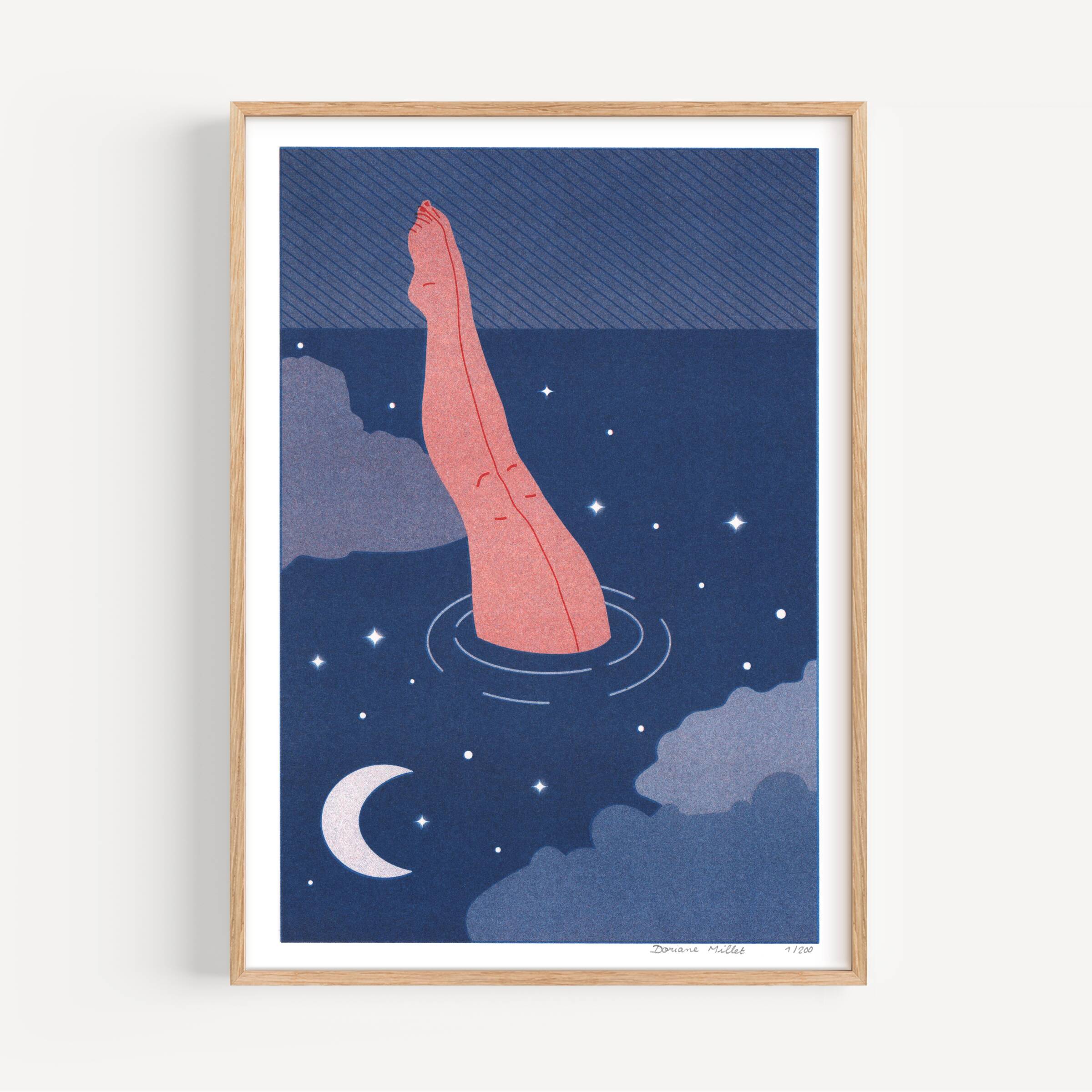 Night Bath, A4 Risograph, Signed Art Print