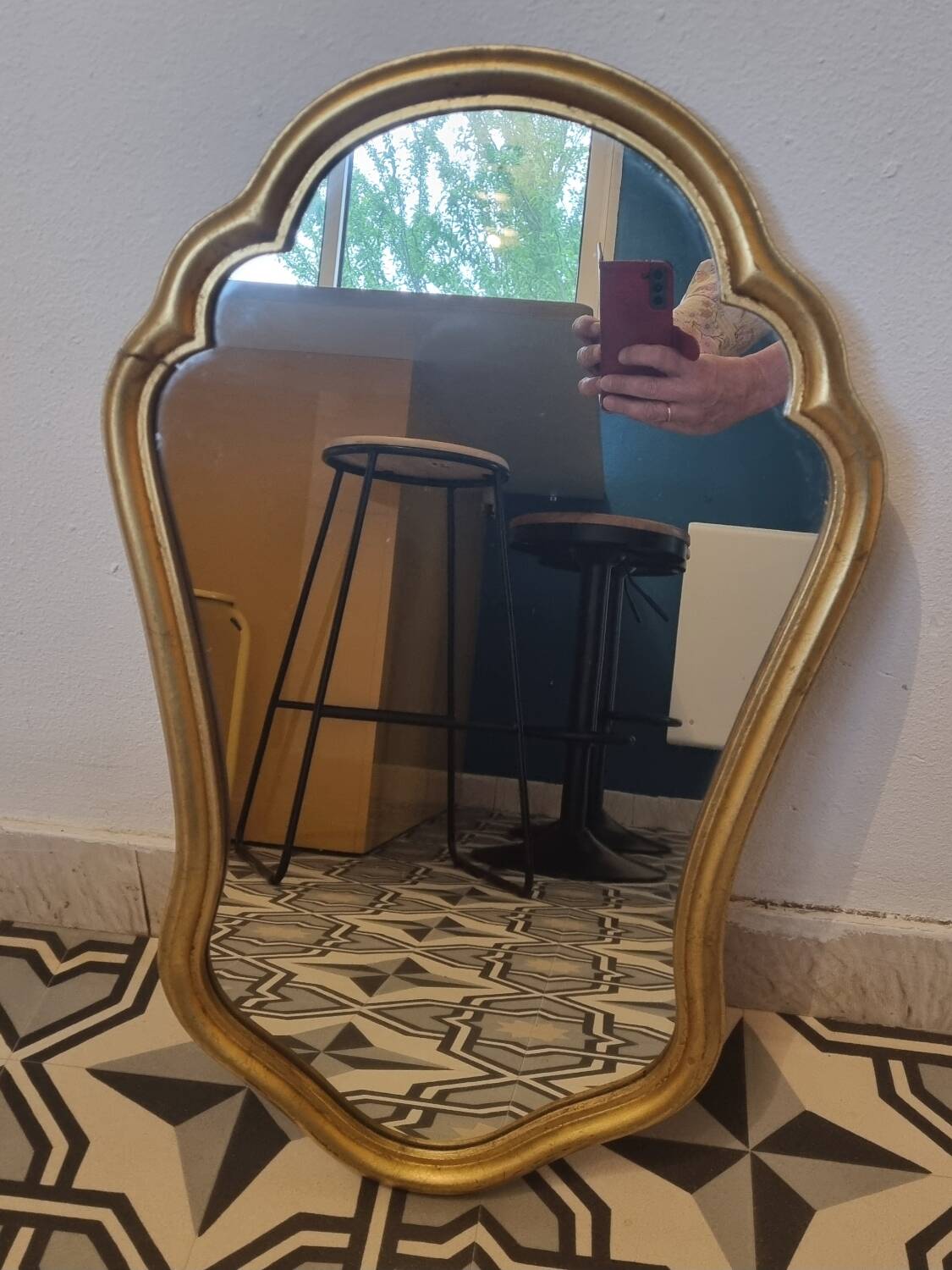 Batoque mirror in gilded wood 65 x 42 cm