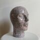 Vintage ceramic head speckled pattern pink and black