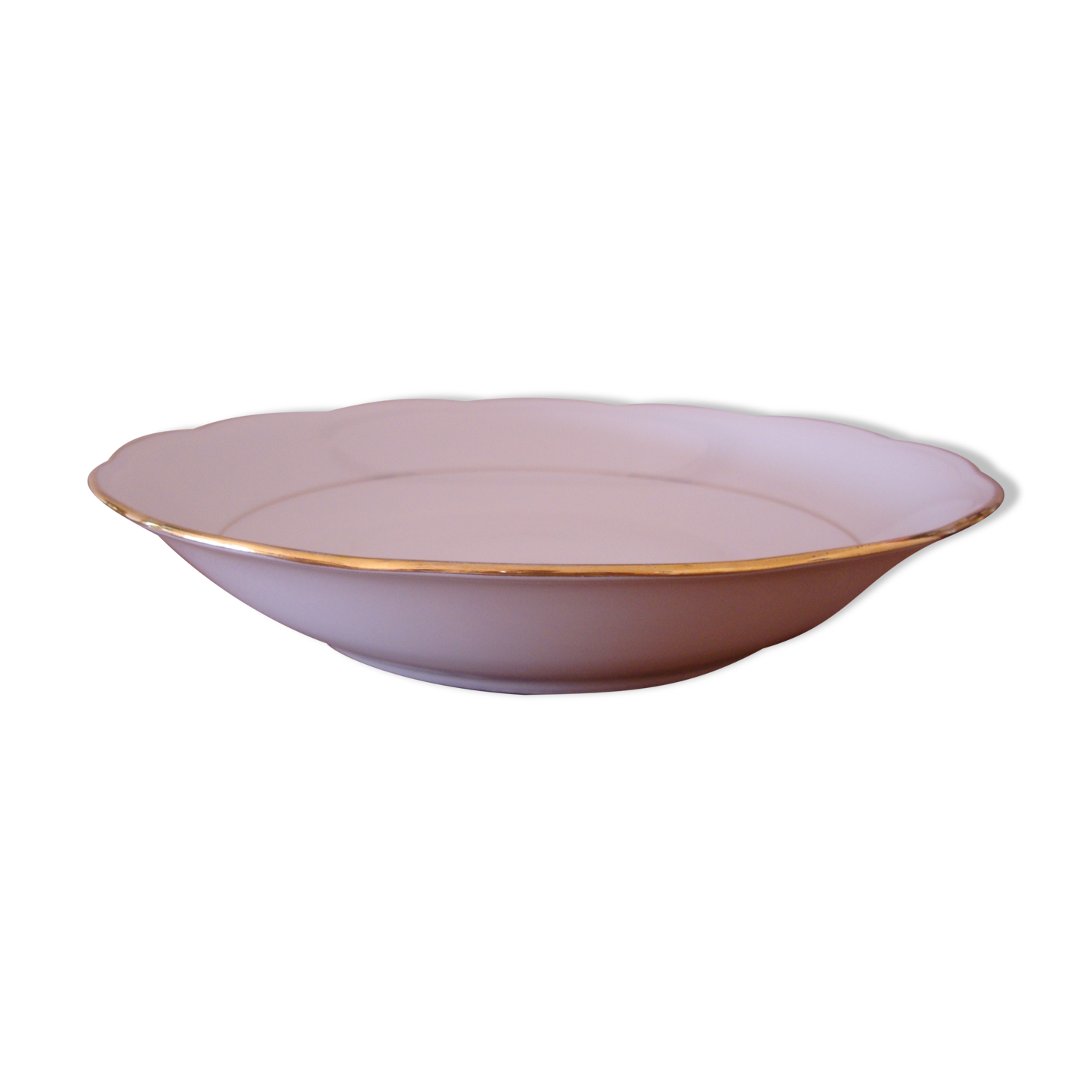 Round hollow dish in fine white porcelain Creation A. Deshoulières