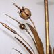 Hollywood regency style bull rush gilt metal toleware 6 light chandelier 4369