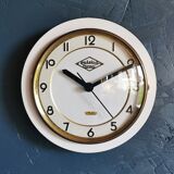 Vintage formica clock round silent wall clock "White Lutetia"