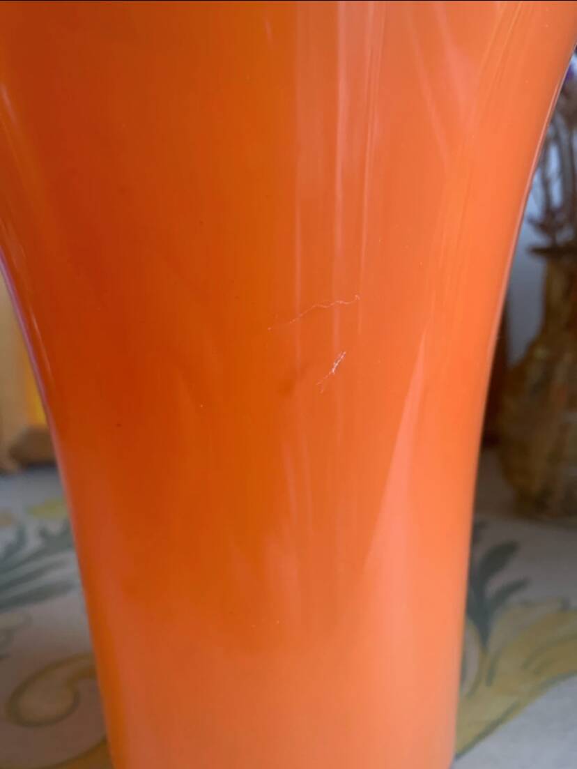 Vintage Opaline Glass Vase Orange - 1970s - Pop Style