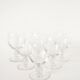 Set of 6 small wine glasses with intricately carved stems in engraved crystal, Art Nouveau