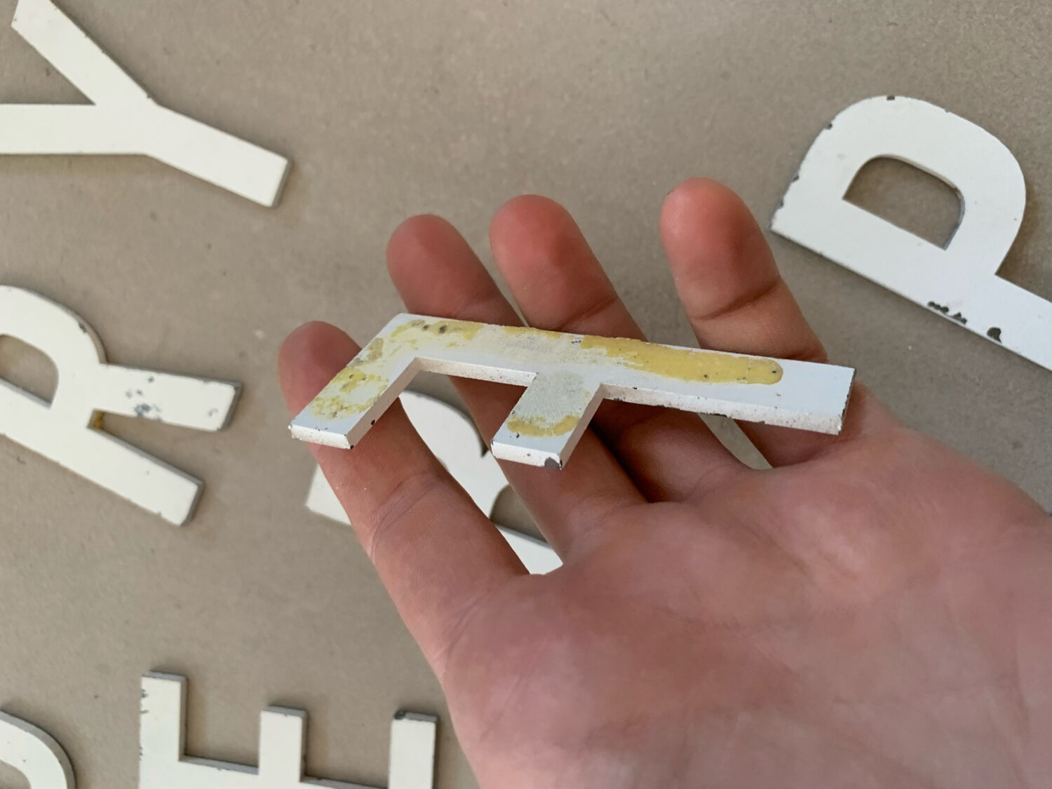 Set of 11 small old sign letters