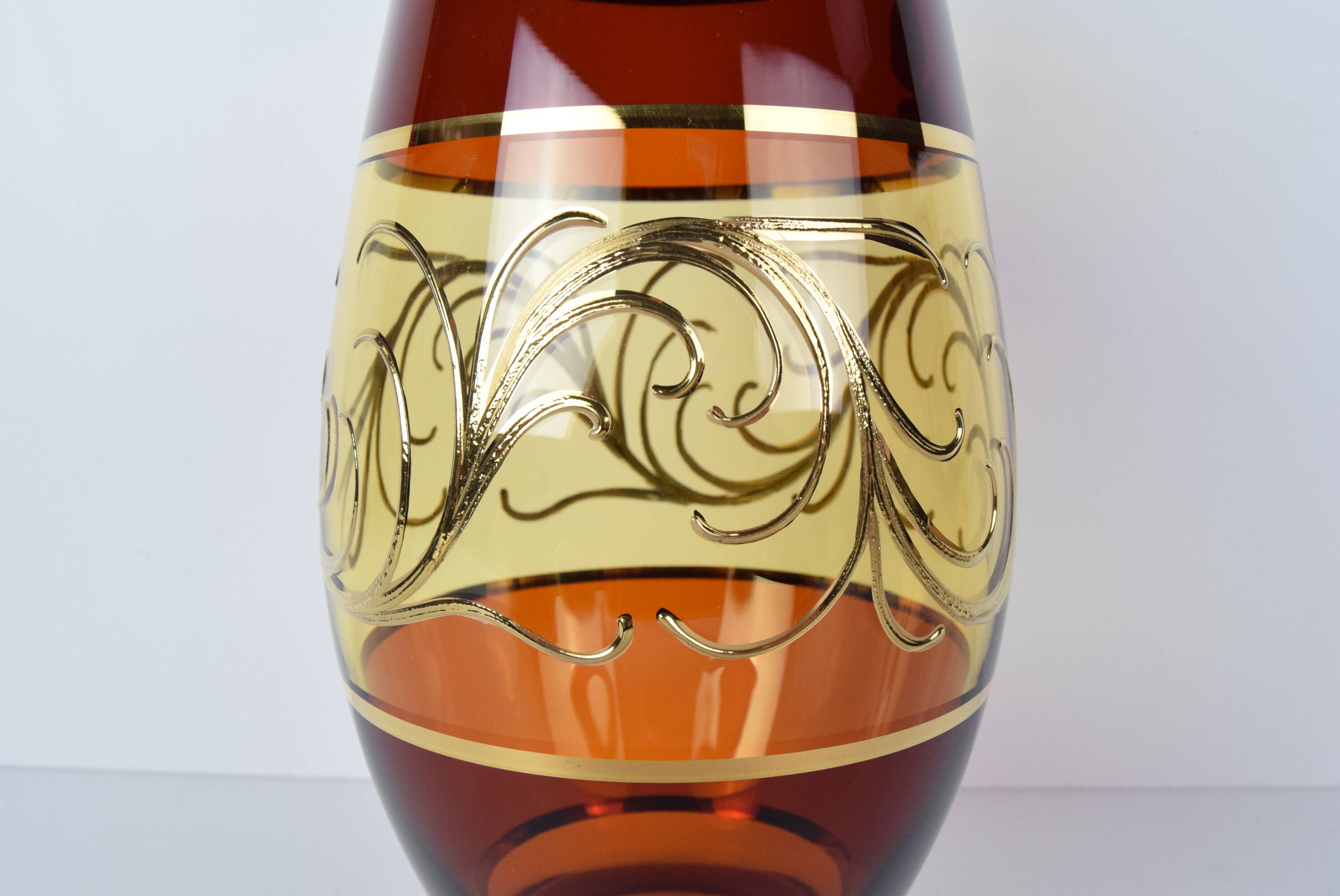 Egermann Czech crystal vase Bohemia Hand painted, gilded, circa 1980s.