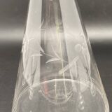 Glassware and bottle set in chiseled glass with flower motif