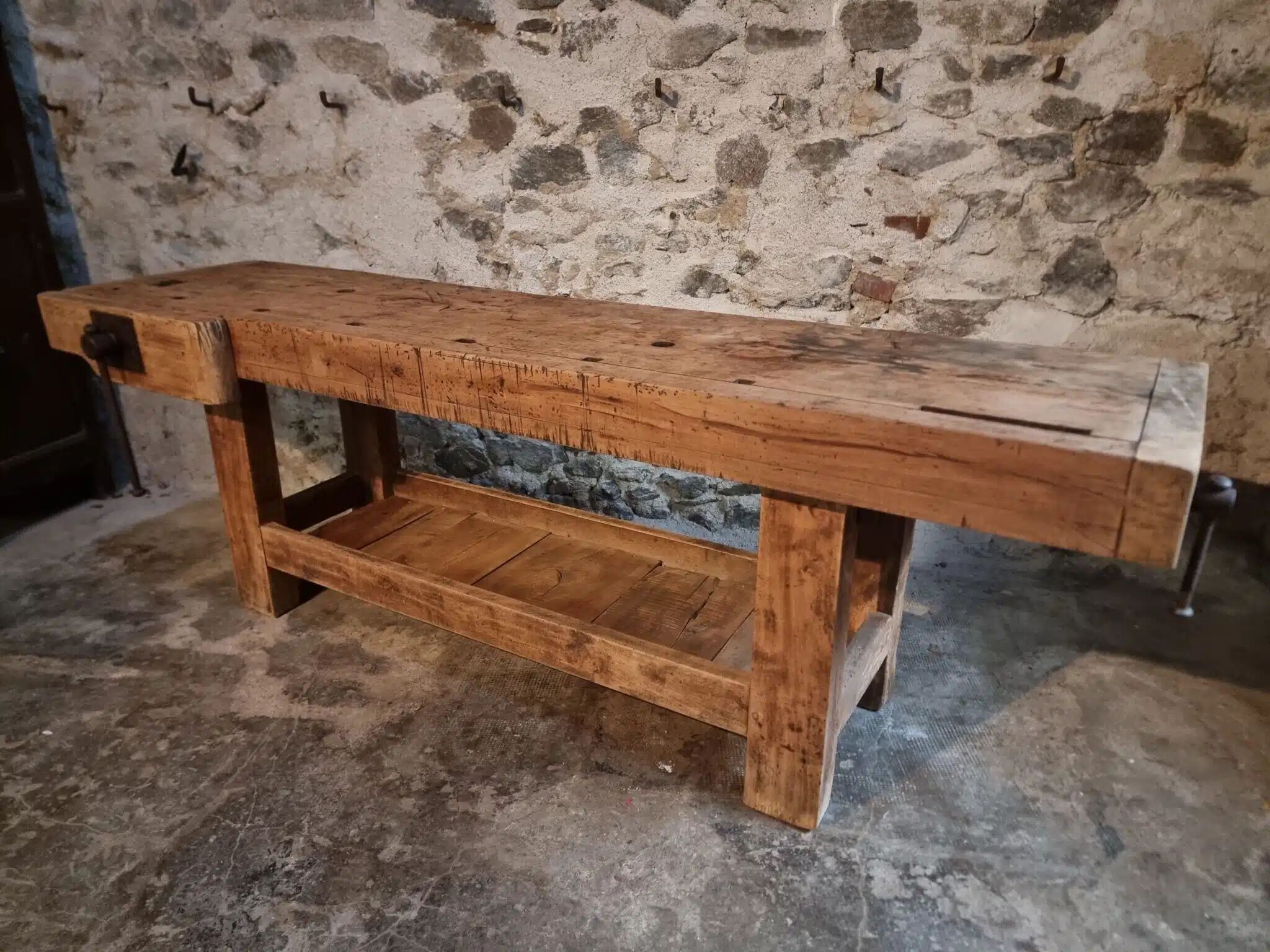 Antique beech table, France early 20th century