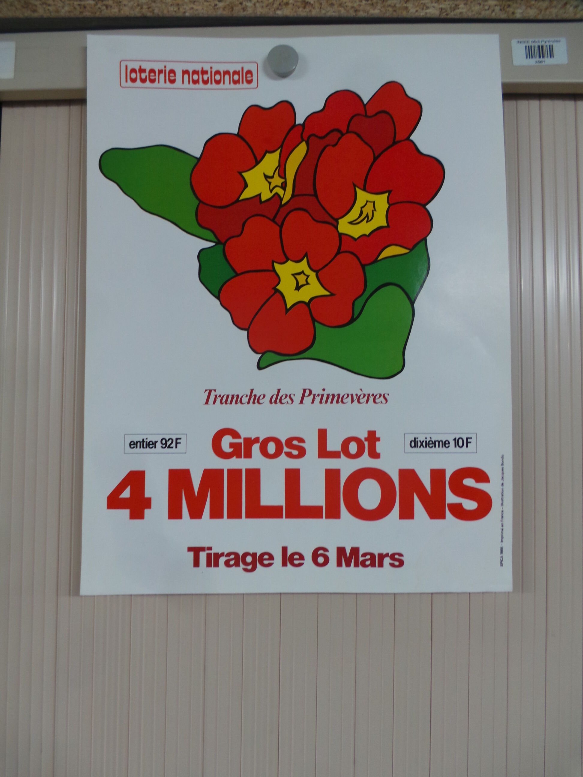 Original National Lottery Poster Slice of Primeveres 1985 by Jacques Bondu