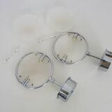 Pair of Italian Fontana Arte Nobi wall lights in chrome metal and satin glass.