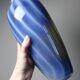 Vintage smoked glass vase lined with opaline, Murano bubble.