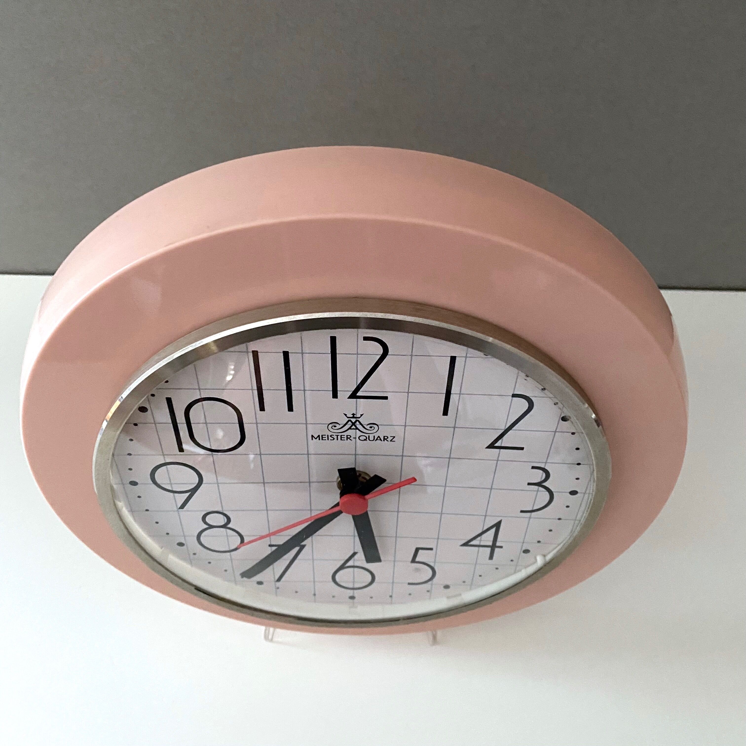Meister Anker Wall Clock, 90s, Vintage Clock, Pastel Pink
