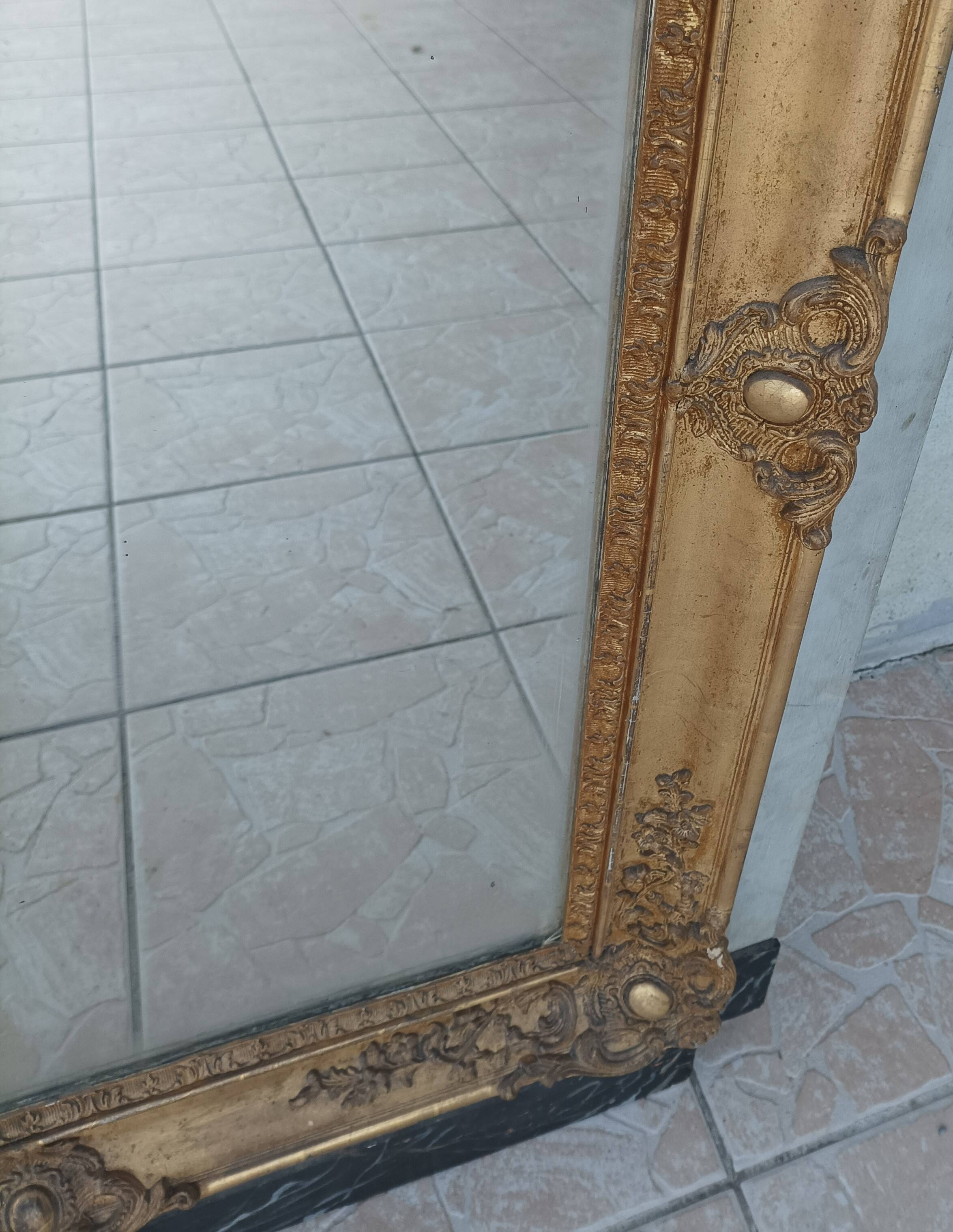 Empire trumeau mirror in wood and stucco