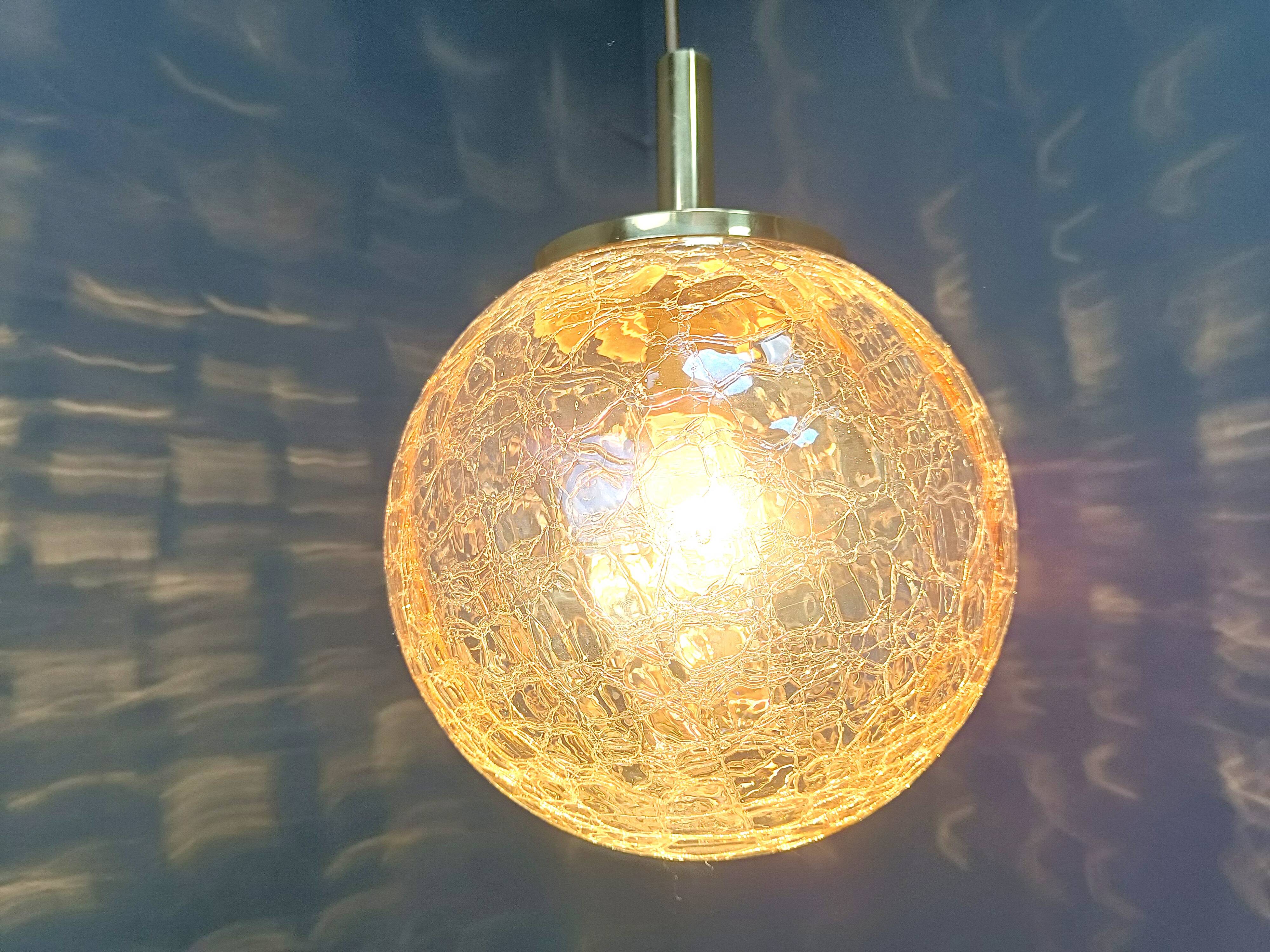 Globe pendant light by Glashutte Limburg, 1960s