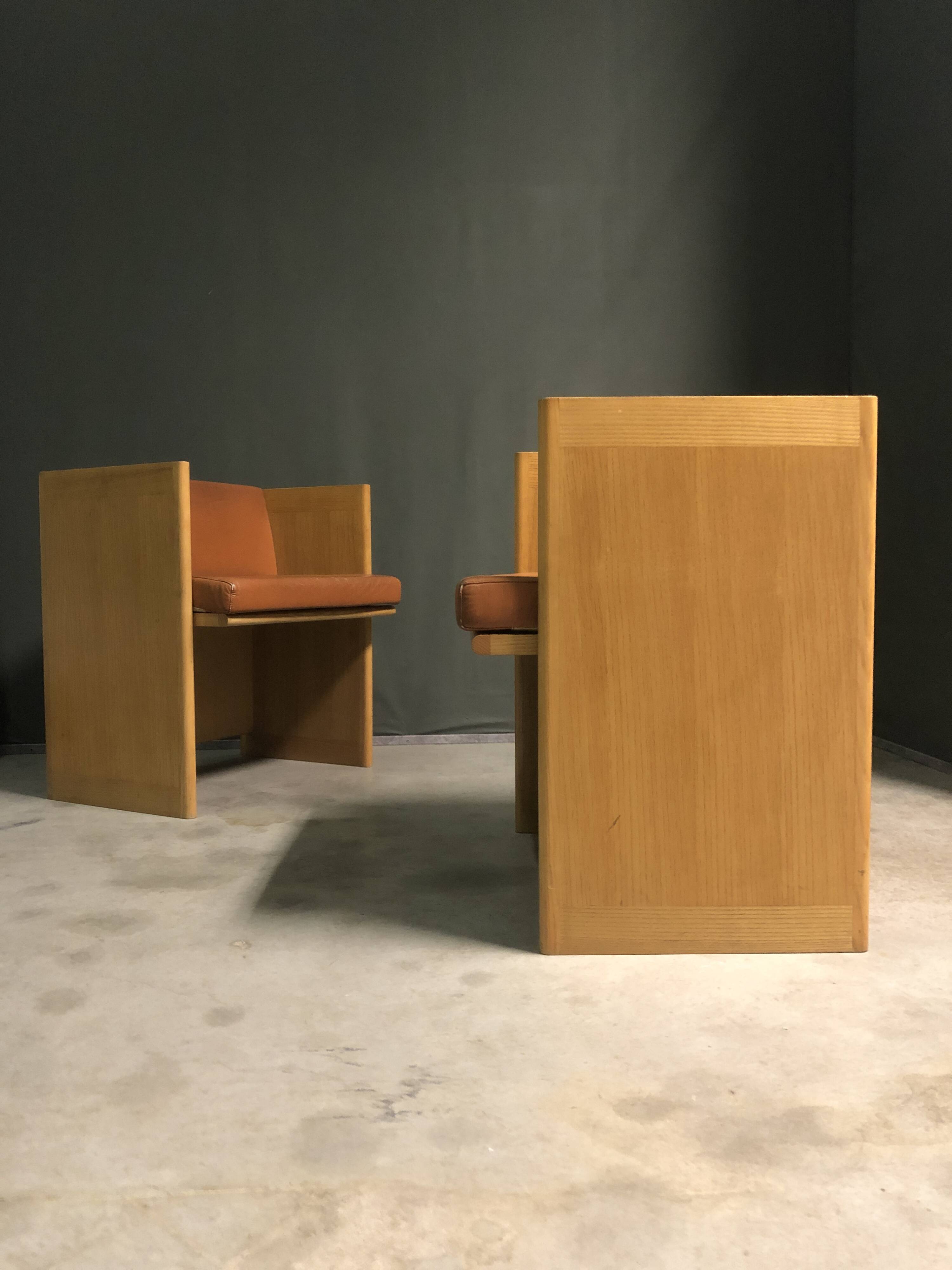 Pair of 1980's italian cubic armchairs