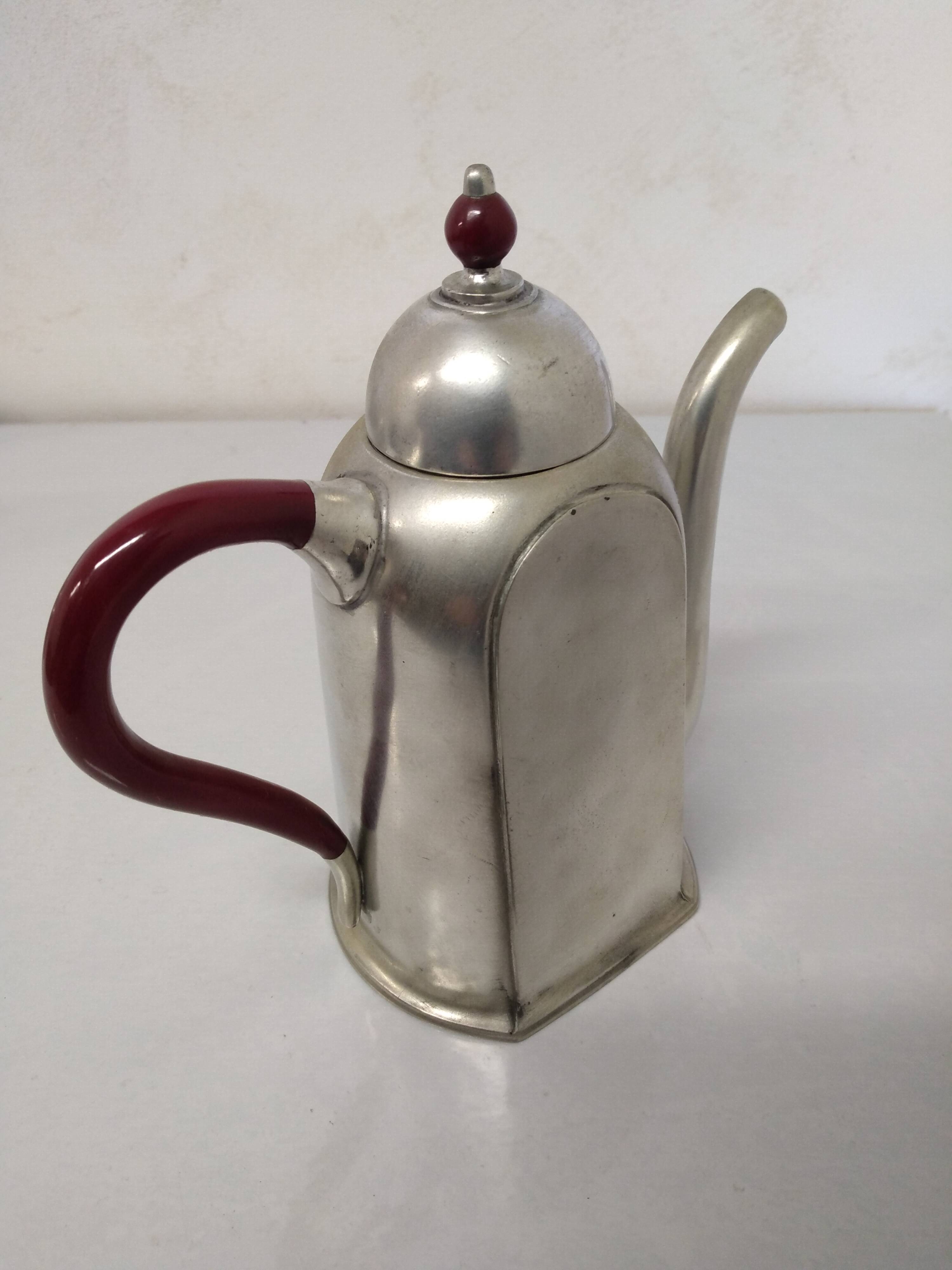 Cosi Tabellini Century 24 Pewter And Red Bakelite Tea And Coffee Service
