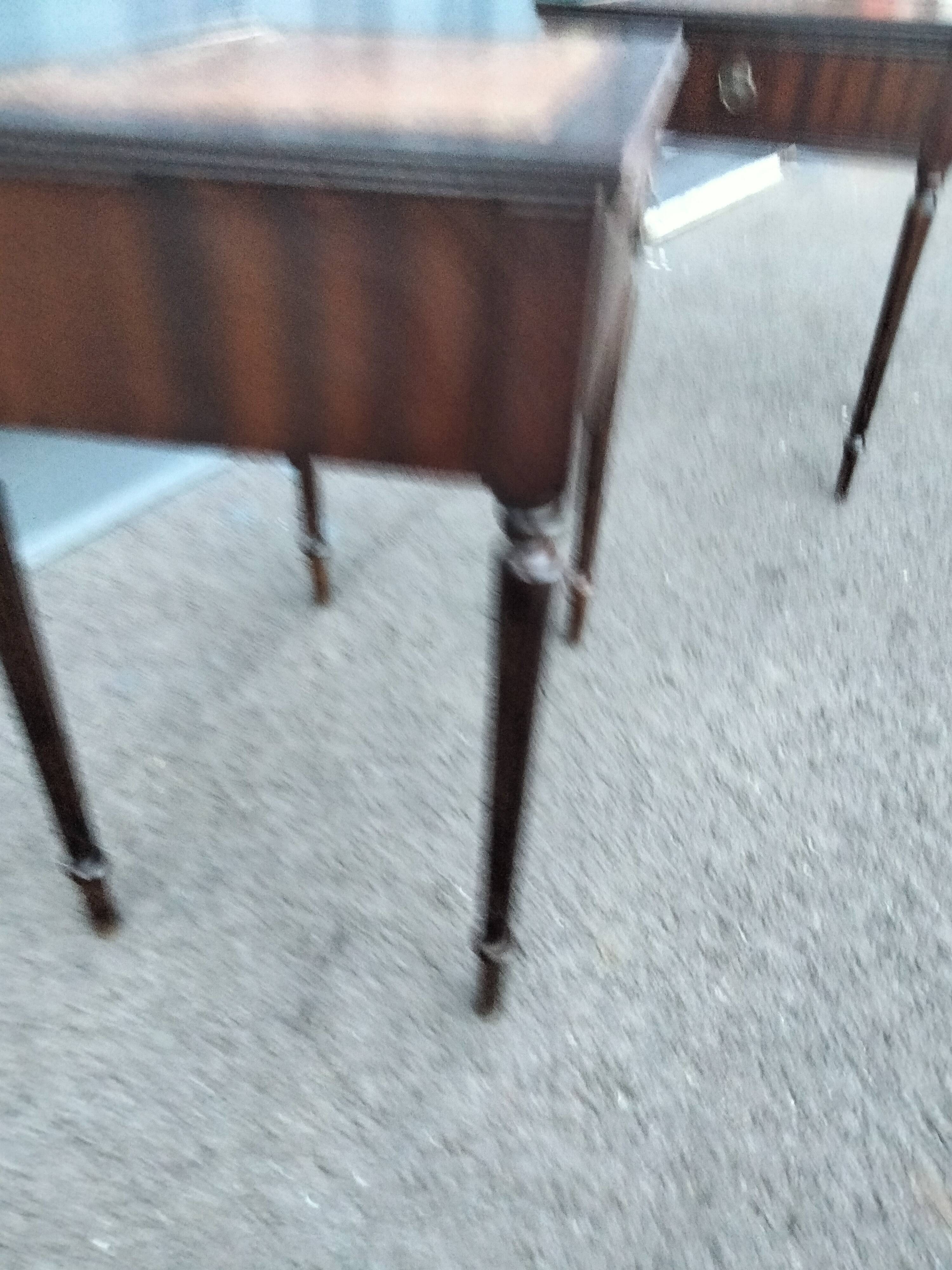 Pair of bedside tables side tables old leather top style louis xvi