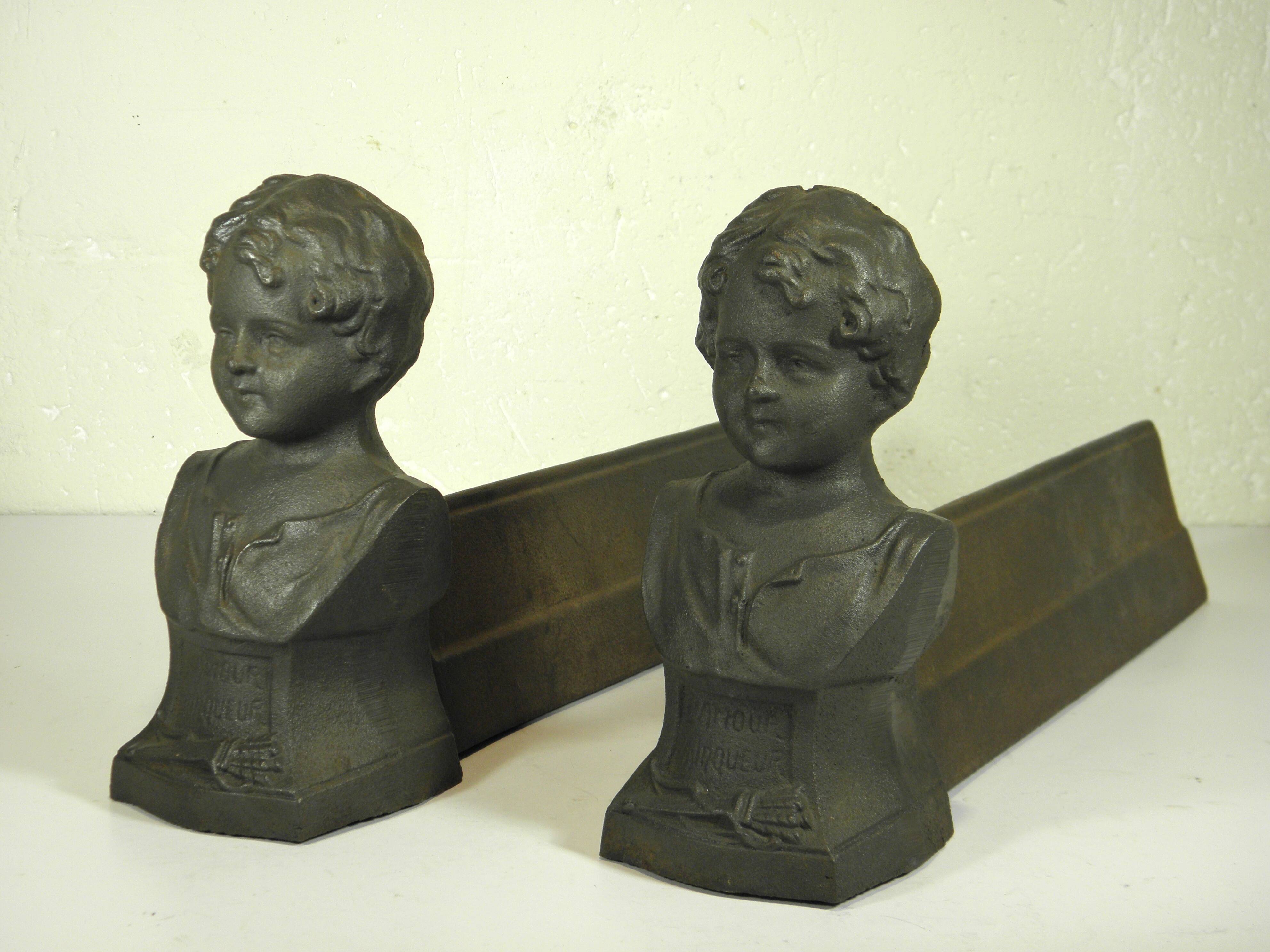 Pair of cast iron fire dogs