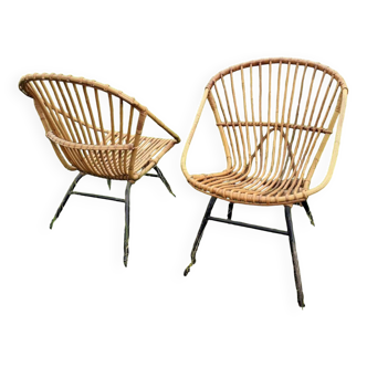 Rattan armchairs