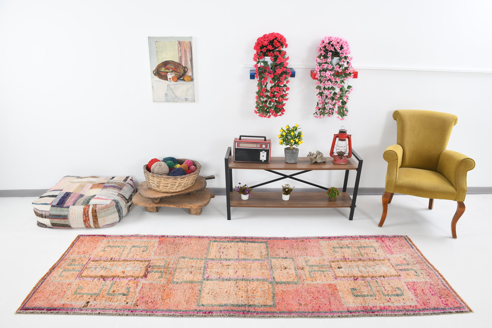 3x9 Vintage Geometric Runner Rug, 89x283Cm
