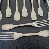 Charles Salomon Mahler (XIX) - Series of 11 table forks - In sterling silver 950/1000