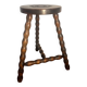 Round tripod stool with turned wooden legs