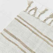 Kilim Turc Écru à Rayures, Style Scandinave, Salon et Chambre, 176x252Cm
