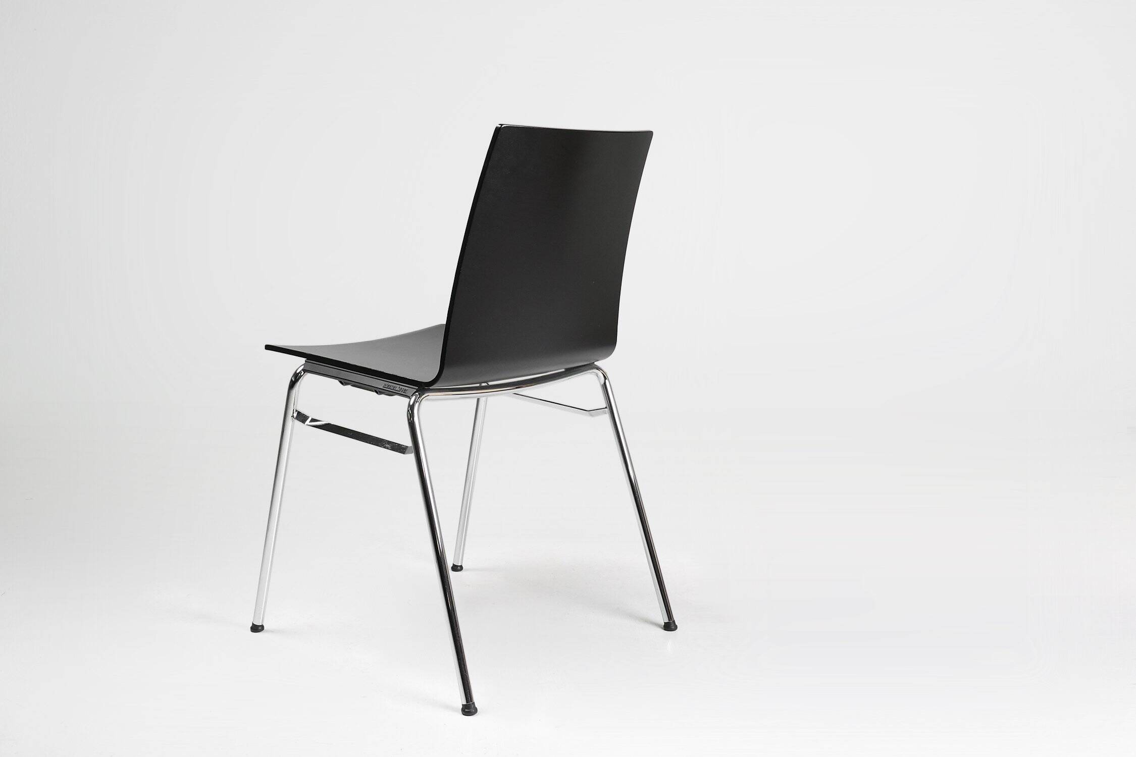 21th Century Black Chair with Wooden Seat, Belgium